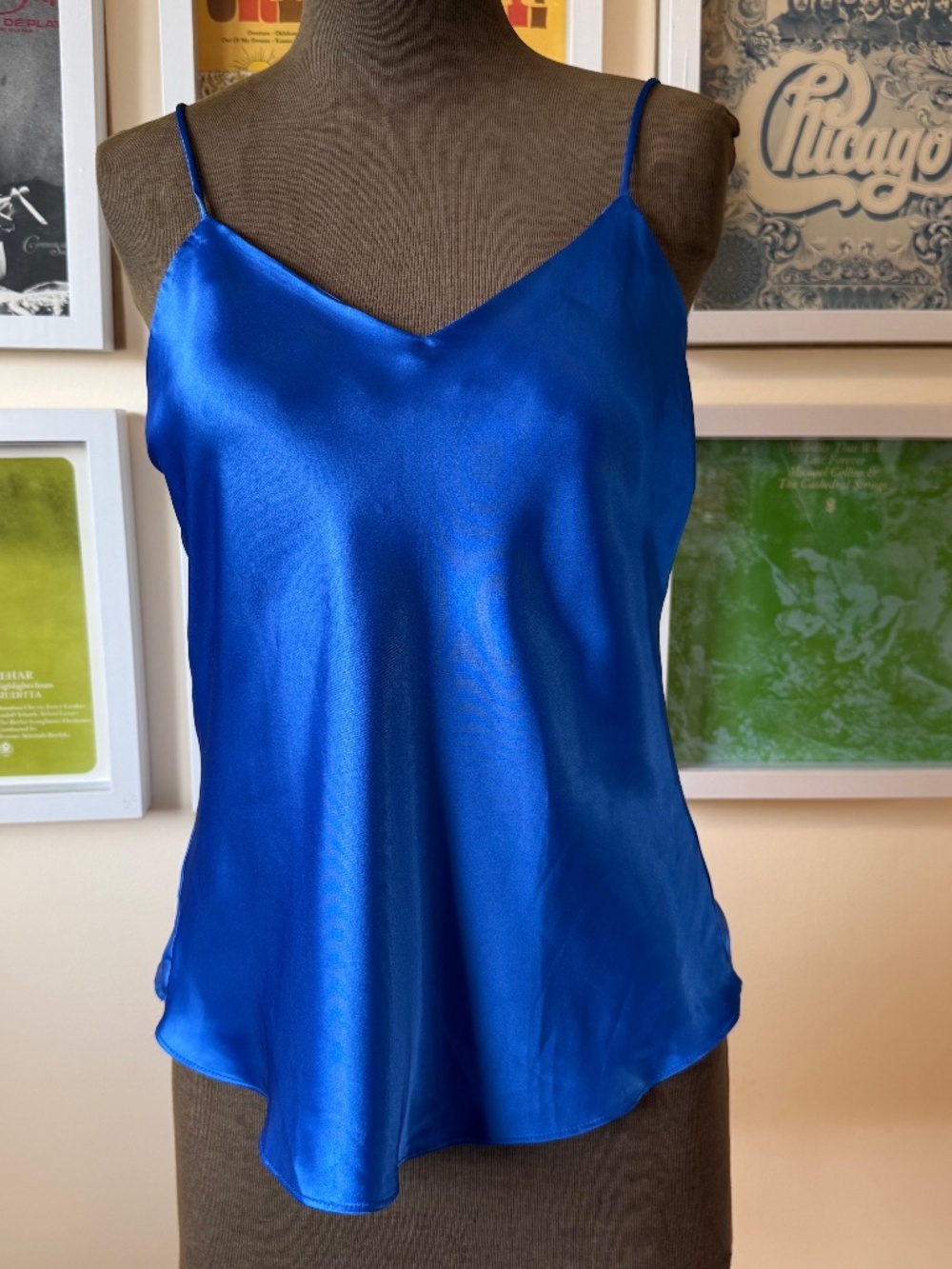 Electric Blue Satin Cami Top | Y2K Slip Tank | Cobalt Minimalist | Quiet Luxe